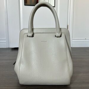 Off White Grey Cream Matt & Nat Structured Vegan Leather Handbag